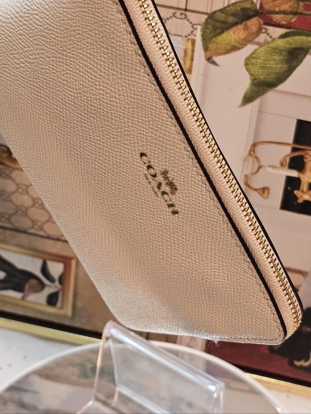 Coach Chalk Cross-Grain Leather Wristlet - Picture 15 of 16